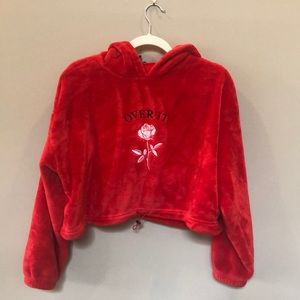 Red Cropped Hoodie